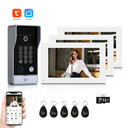 AnjieloSmart Newest Tuya Smart Wi-Fi Video Door Phone System Large Size FHD 1080P RFID Card Fingerprint Passcode Unlock for Apartments