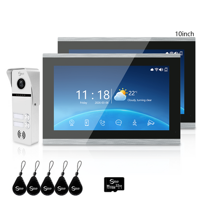 Anjielo Smart 4-Wire Tuya Video Intercom System 7/10 Inch Touch Screen Multi Family Video Door Phone 1080P IR Night Vision RFID Card Unlock