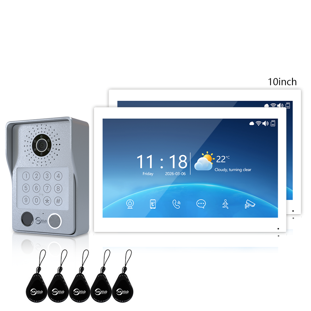 Anjielo Latest 4 wire Video Intercom System Video Doorbell Photo Frame 5 in 1 unlocking MotionDetection with Infrared Night Vision Intercom System for Apartment Home Villa