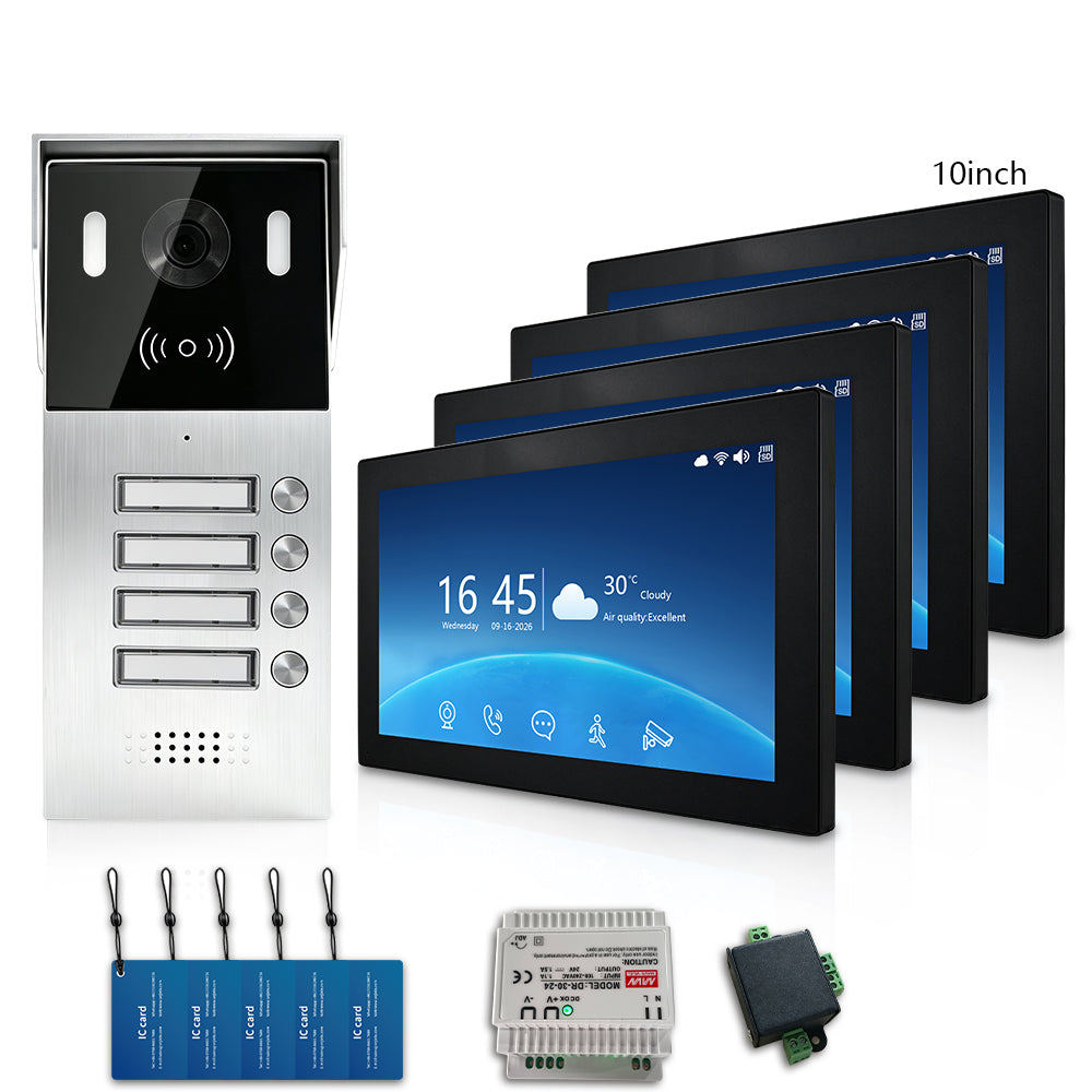 Anjielo Smart 2-Wire Multi-Tenant Video Intercom System Tuya APP Remote Unlock Wired Video Door Phone for Apartment Townhouse