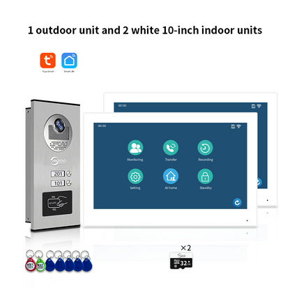 AnjieloSmart Newest Building Video Intercom System Tuya Wifi 1080P with 7/10 Inch Monitor for Multi Apartment