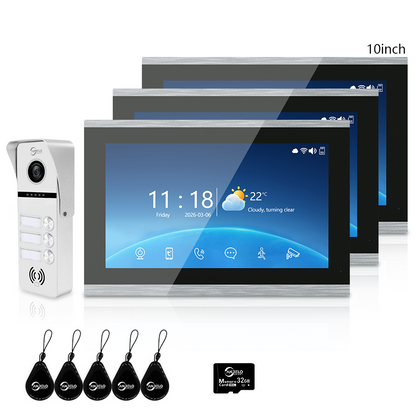 Anjielo Smart 4-Wire Tuya Video Intercom System 7/10 Inch Touch Screen Multi Family Video Door Phone 1080P IR Night Vision RFID Card Unlock