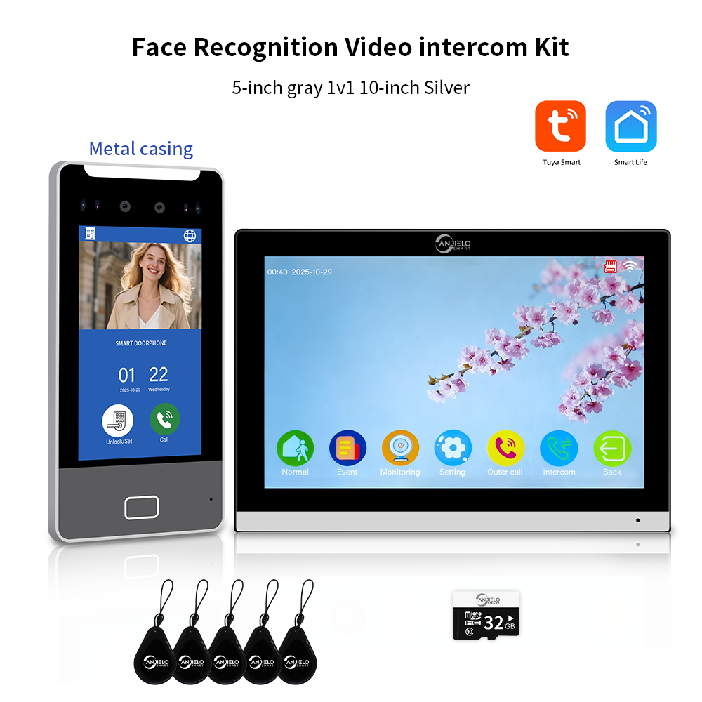 AnjieloSmart Newest Facial Recognition Video Intercom Multi-screen Display  IP AI Terminal For Multi-Apartment