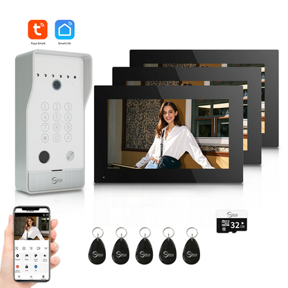 AnjieloSmart Newest Tuya Smart Wi-Fi Video Door Phone System Large Size FHD 1080P RFID Card Fingerprint Passcode Unlock for Apartments