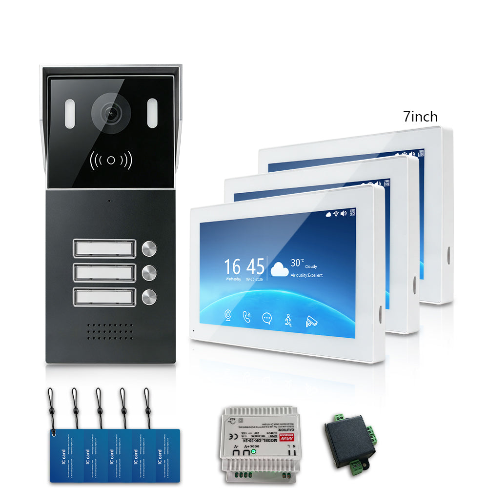 Anjielo Smart 2-Wire Multi-Tenant Video Intercom System Tuya APP Remote Unlock Wired Video Door Phone for Apartment Townhouse