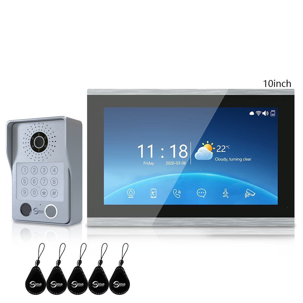 Anjielo Latest 4 wire Video Intercom System Video Doorbell Photo Frame 5 in 1 unlocking MotionDetection with Infrared Night Vision Intercom System for Apartment Home Villa