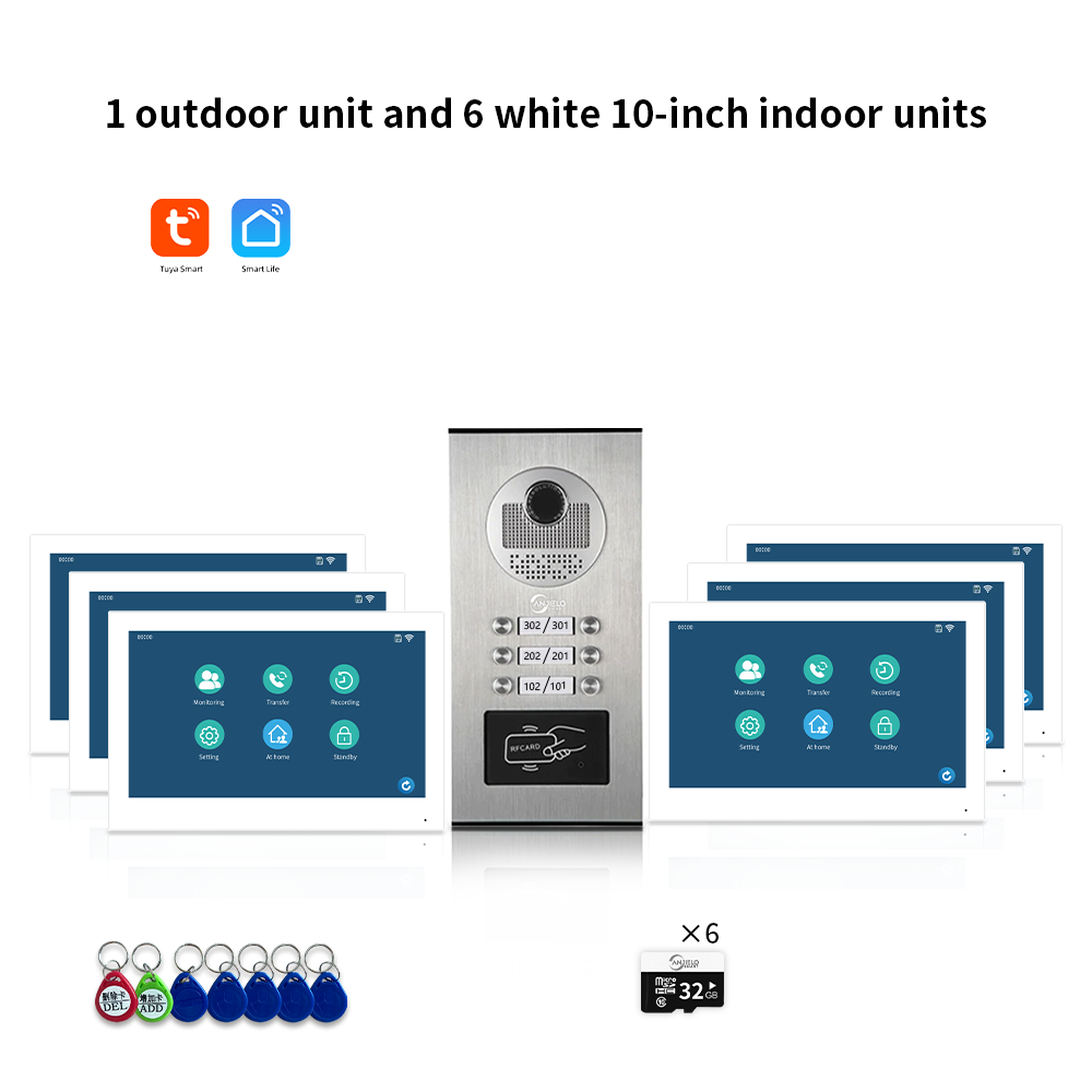 AnjieloSmart Newest Building Video Intercom System Tuya Wifi 1080P with 7/10 Inch Monitor for Multi Apartment
