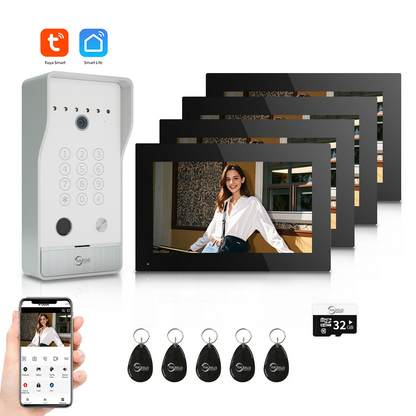 AnjieloSmart Newest Tuya Smart Wi-Fi Video Door Phone System Large Size FHD 1080P RFID Card Fingerprint Passcode Unlock for Apartments