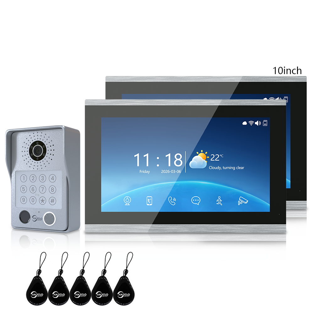 Anjielo Latest 4 wire Video Intercom System Video Doorbell Photo Frame 5 in 1 unlocking MotionDetection with Infrared Night Vision Intercom System for Apartment Home Villa