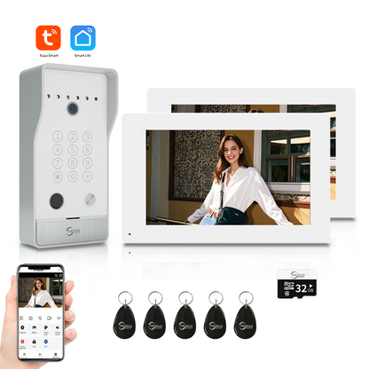 AnjieloSmart Newest Tuya Smart Wi-Fi Video Door Phone System Large Size FHD 1080P RFID Card Fingerprint Passcode Unlock for Apartments
