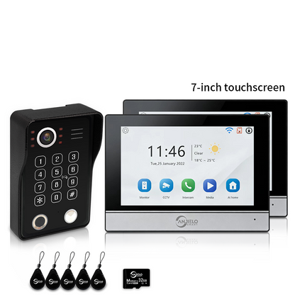 Anjielo 7/10 Inch 4-Wire WiFi Video Intercom System with 5-in-1 Unlock Fingerprint RFID Password App for Home Apartment