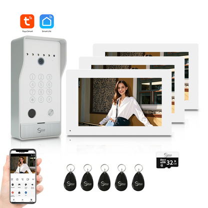 AnjieloSmart Newest Tuya Smart Wi-Fi Video Door Phone System Large Size FHD 1080P RFID Card Fingerprint Passcode Unlock for Apartments