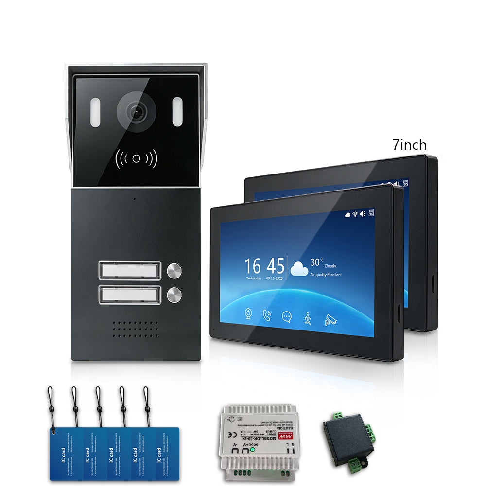Anjielo Smart 2-Wire Multi-Tenant Video Intercom System Tuya APP Remote Unlock Wired Video Door Phone for Apartment Townhouse