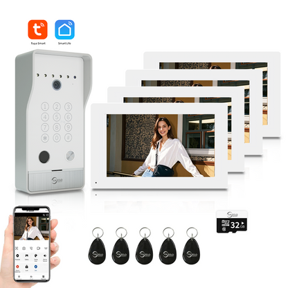 AnjieloSmart Newest Tuya Smart Wi-Fi Video Door Phone System Large Size FHD 1080P RFID Card Fingerprint Passcode Unlock for Apartments