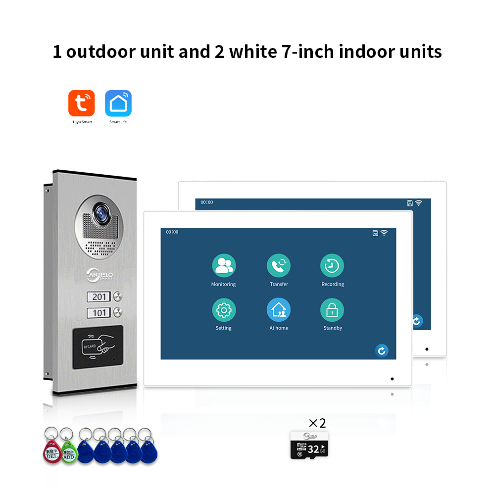 AnjieloSmart Newest Building Video Intercom System Tuya Wifi 1080P with 7/10 Inch Monitor for Multi Apartment