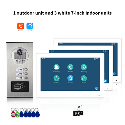 AnjieloSmart Newest Building Video Intercom System Tuya Wifi 1080P with 7/10 Inch Monitor for Multi Apartment