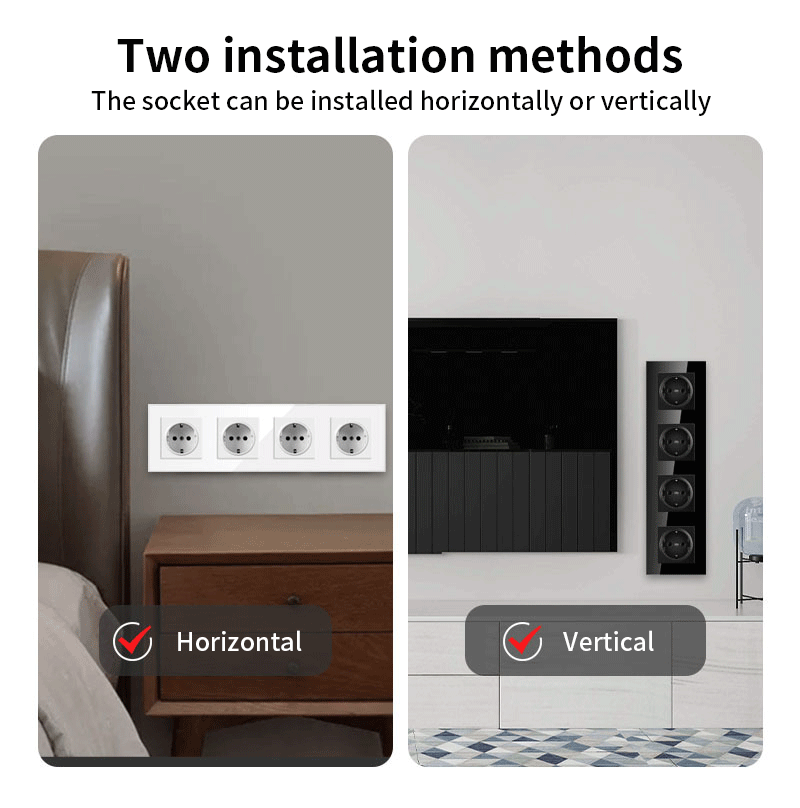 AnjieloSmart European standard 86-type integrated German-style glass panel 16A wall power socket, 299 four-way, Russia