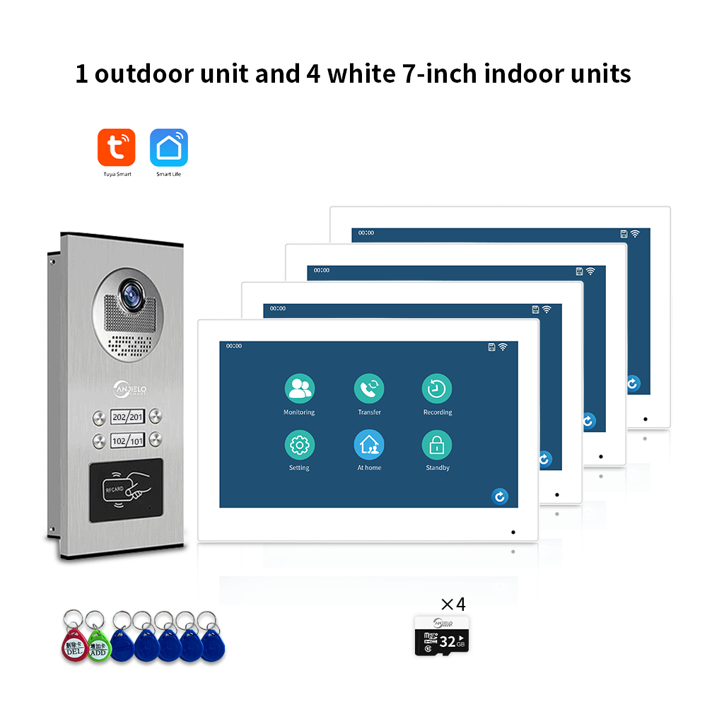 AnjieloSmart Newest Building Video Intercom System Tuya Wifi 1080P with 7/10 Inch Monitor for Multi Apartment