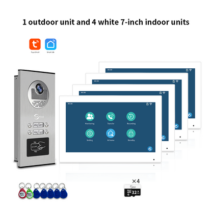 AnjieloSmart Newest Building Video Intercom System Tuya Wifi 1080P with 7/10 Inch Monitor for Multi Apartment