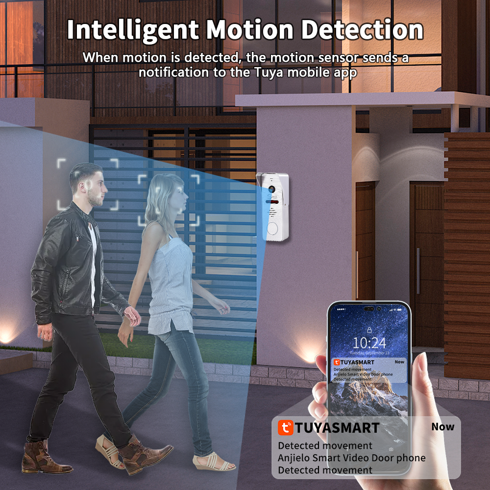 Tuya WiFi 4-Wire Video Door Phone Intercom | IP65 Waterproof Door Station + 7/10 Inch Touch Indoor Monitor for Villa