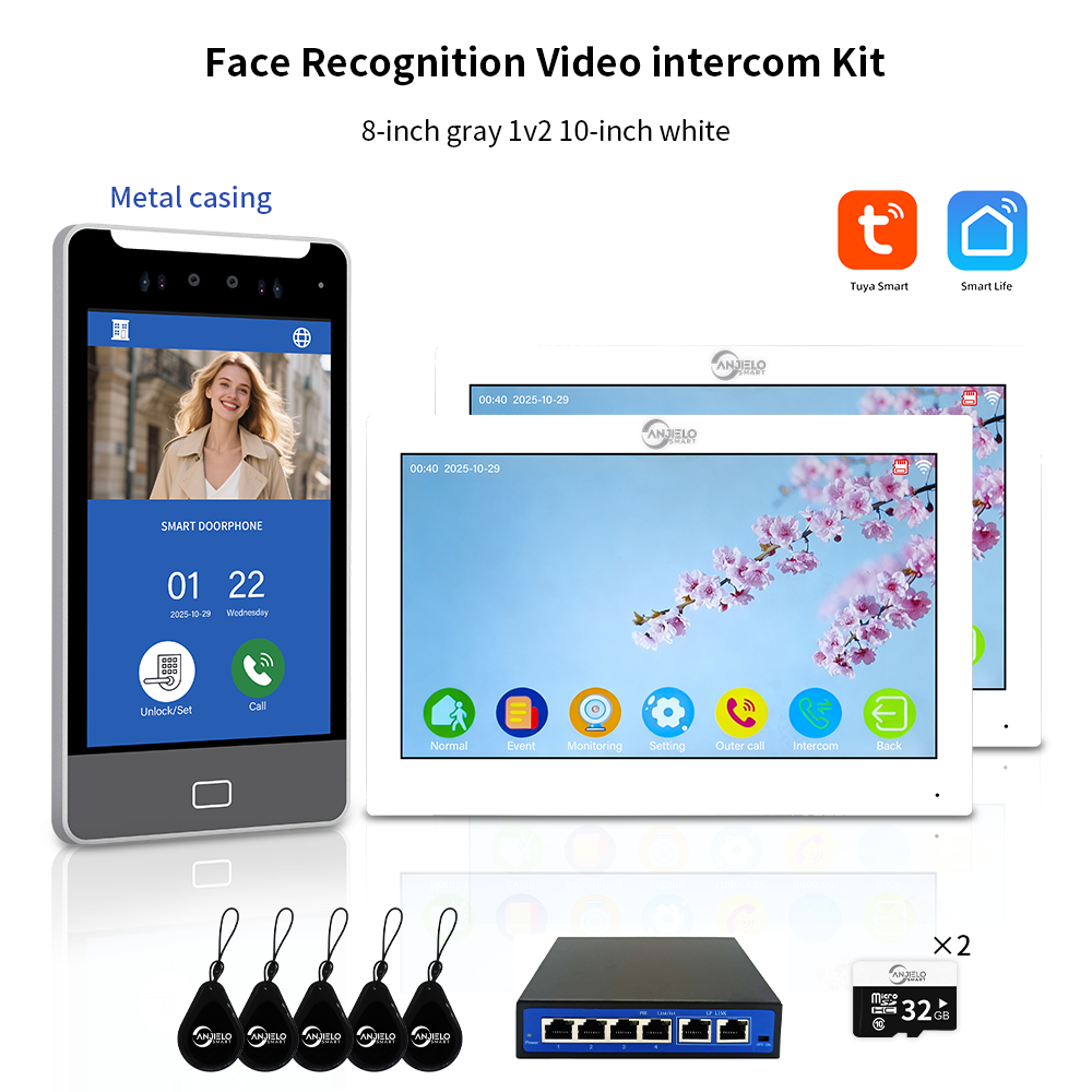 AnjieloSmart Newest Facial Recognition Video Intercom Multi-screen Display  IP AI Terminal For Multi-Apartment
