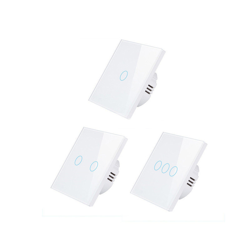 AnjeloSmart Type 86 European standard single touch switch, 1/2/3 gang touch sensor switch, glass panel light switch