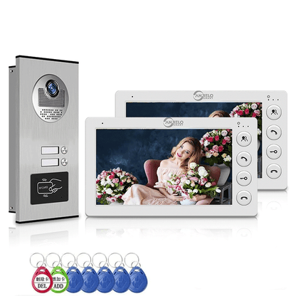 Anjielo Video Apartment Intercom System, 7 inch Monitor Wired Video Door Phone Kit,Indoor Outdoor Video Doorbell