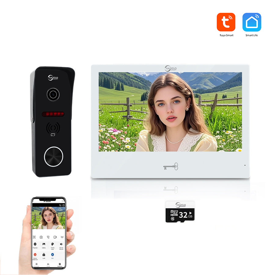 AnjieloSmart Tuya WIFI 10 inch VideoDoorbell Intercom System Access Control Camera Smart Security Device Family Apartment Electric Lock