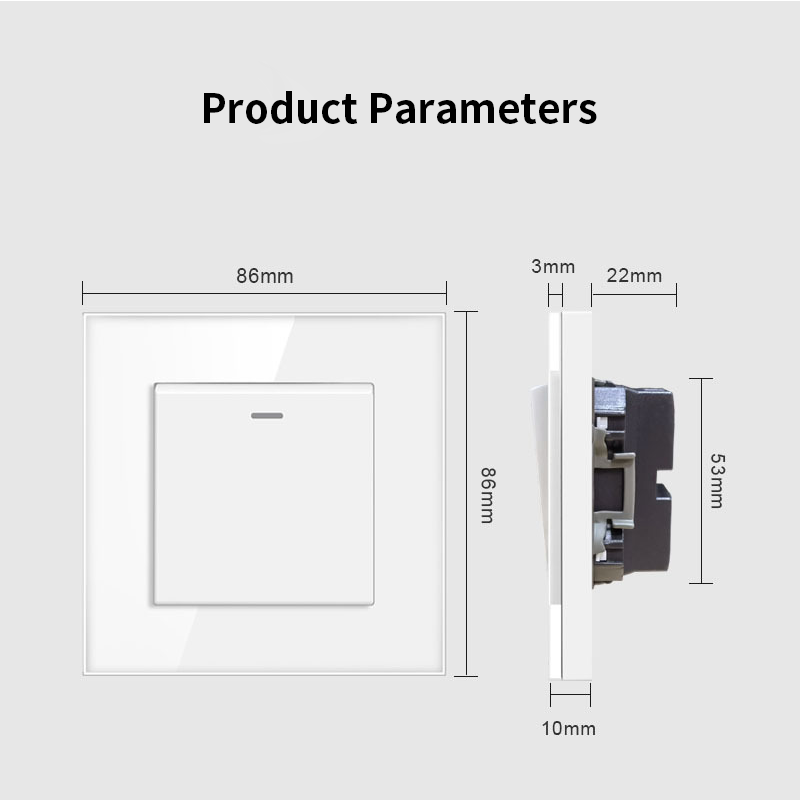 AnjieloSmart European standard 86-type wall switch, tempered glass panel, embedded single-gang multi-way rocker switch