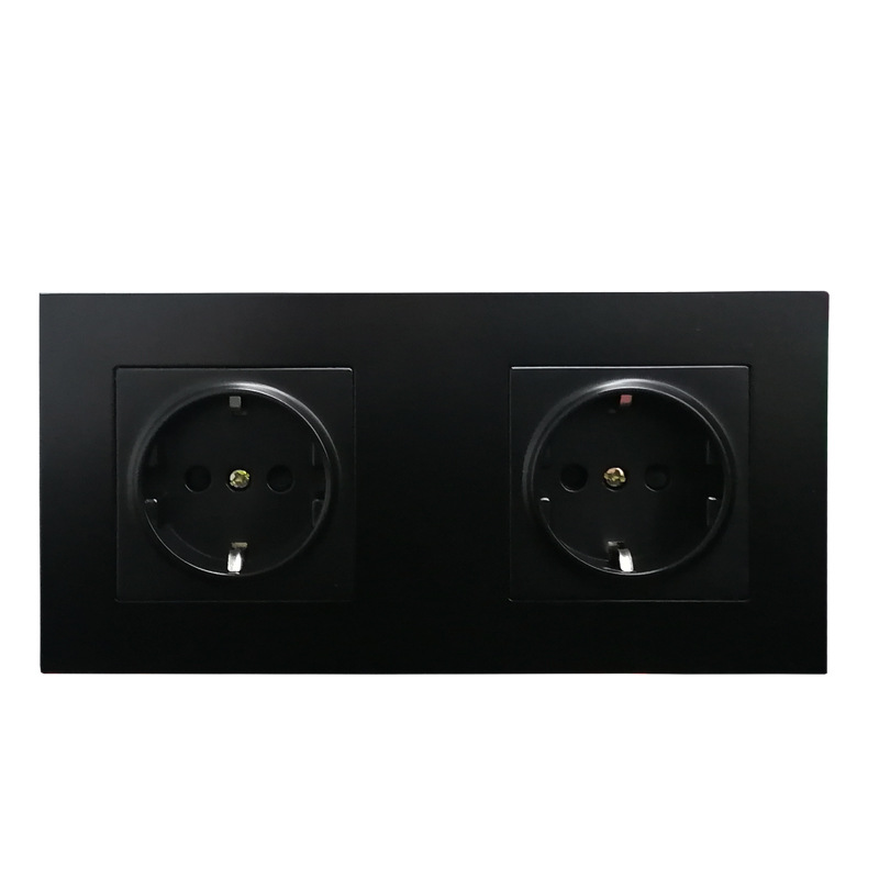 AnjieloSmart 86-type European style recessed wall socket, double gang, 172*86mm integrated German standard power socket with PC panel