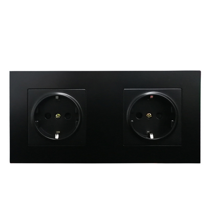 AnjieloSmart 86-type European style recessed wall socket, double gang, 172*86mm integrated German standard power socket with PC panel
