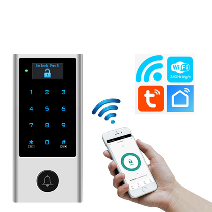 Anjielo Tuya WiFi Access Controller, IP66 Waterproof Metal Keypad, RFID Card + Password + Tuya APP Remote Unlock, Built-in Doorbell
