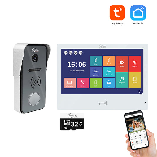 AnjieloSmart Tuya Wifi 10 Inch Screen Touch Monitor with Video Doorbell Camera Video Doorphone Intercom System For Home Villa