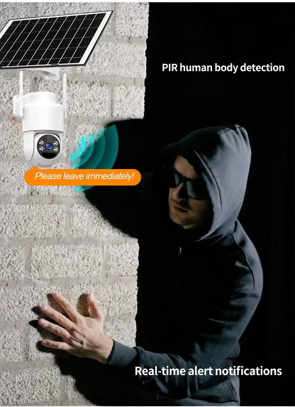 AnjieloSmart Solar Security Camera Wireless Outdoor, 360° View with Full Color Night Vision & AI Human Detection