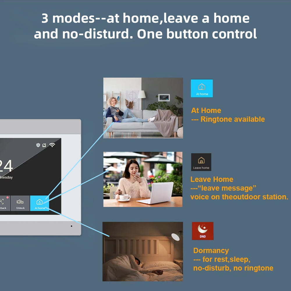Anjielo 4 Wire Video Intercom System Two Way Audio Wired Video Door Phone Home Security for Villa and Apartment