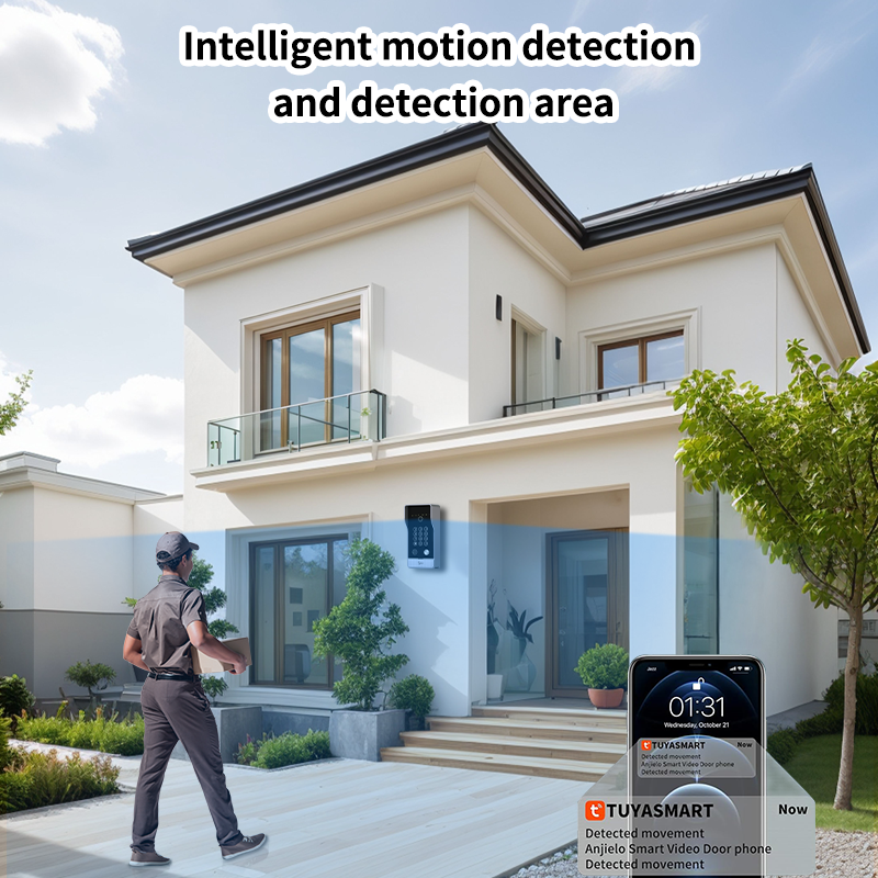 Anjielo 7/10 Inch Tuya 1080P Video Doorphone 4-Wire WiFi Smart Home Intercom System Waterproof Fingerprint Unlock