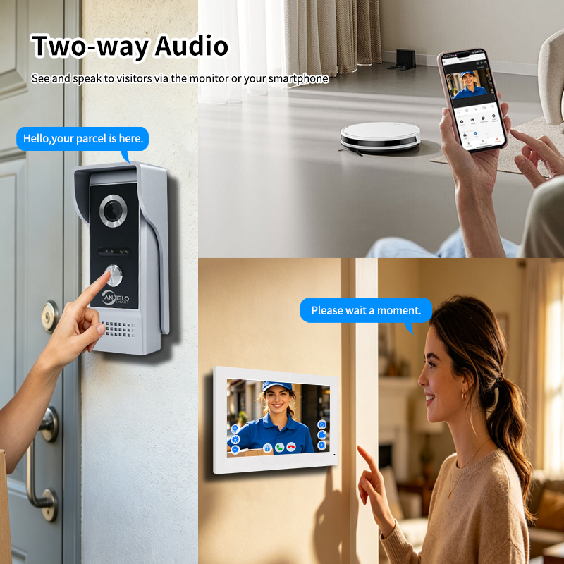 Anjielo IP65 Waterproof 7-Inch 10-Inch WiFi Villa Video Intercom System Tuya APP Controls  Doorbell Kit