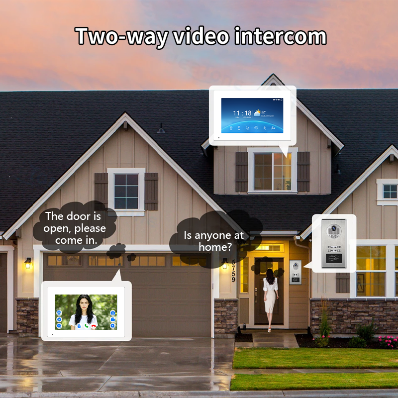 Anjielo 7 Inch 4-Wire Screen Villa Apartment Tuya Smart Life  Motion Detection Video Intercom System