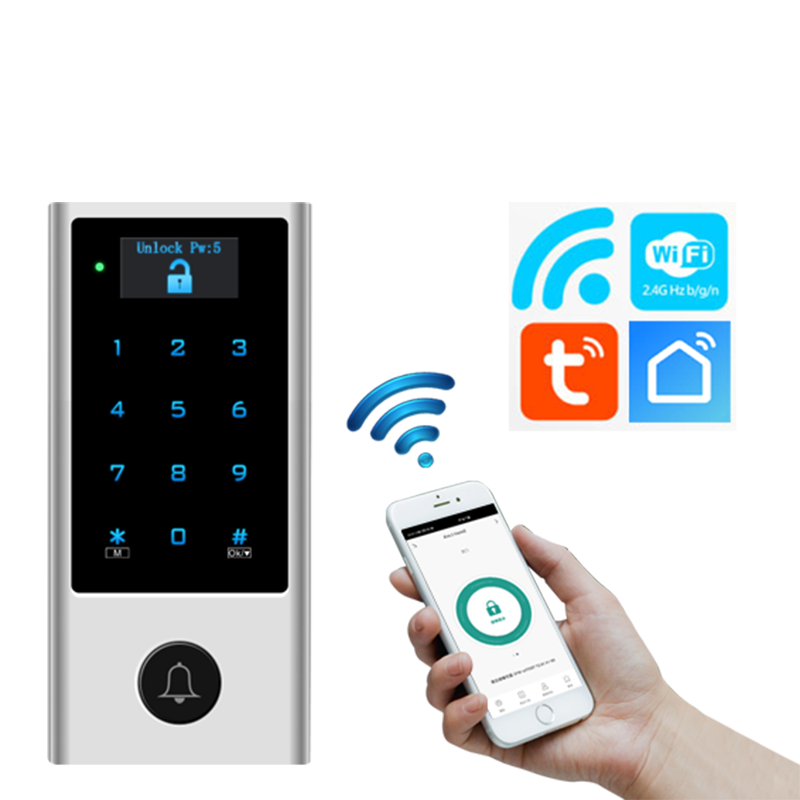 Anjielo Tuya WiFi Access Controller, IP66 Waterproof Metal Keypad, RFID Card + Password + Tuya APP Remote Unlock, Built-in Doorbell