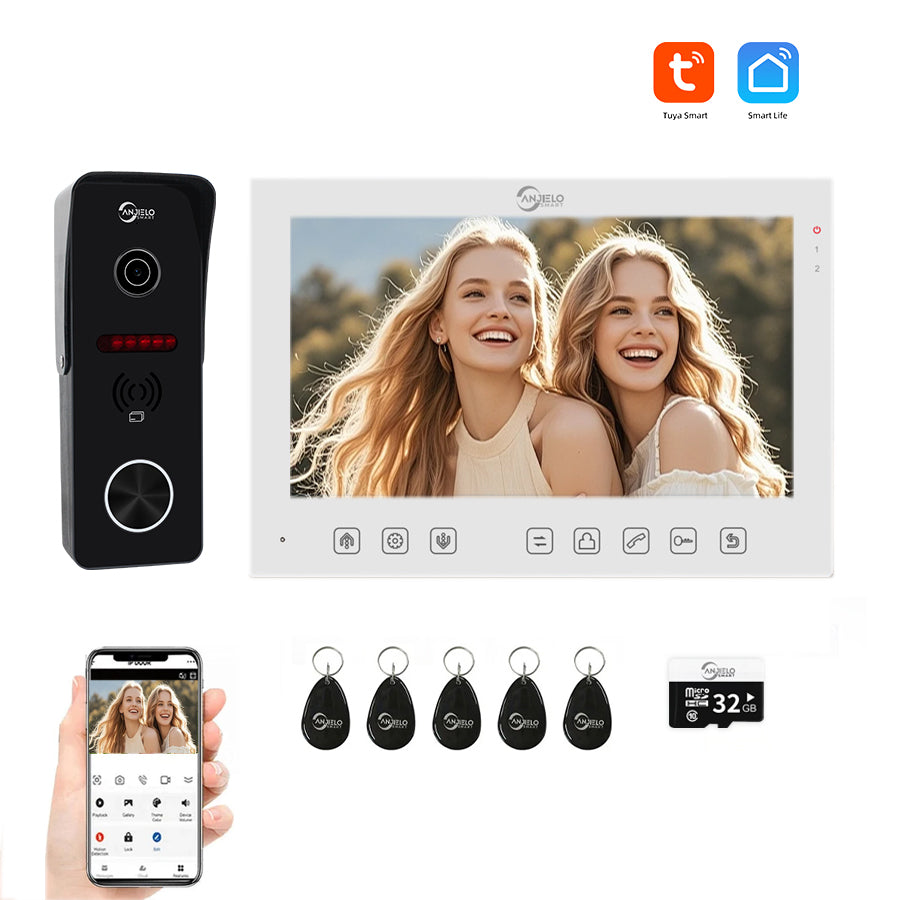 AnjieloSmart Tuya Wifi 7 inch Monitor Video Doorbell Video Door Phone Intercom System Access Control Camera Smart Apartment IC card unlocking