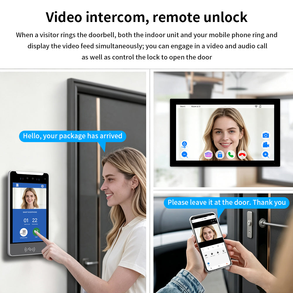 Anjielo Tuya 3D AI Facial Recognition Video Intercom, 5 Ways Unlock Villa Multi-Family Video Door Phone