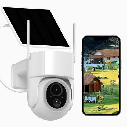 AnjieloSmart Solar Security 1.5-inch PTZ camera Camera Wireless Outdoor - 360° Full-Color Night Vision, PIR Human Detection and IP65, Works with Alexa/Google