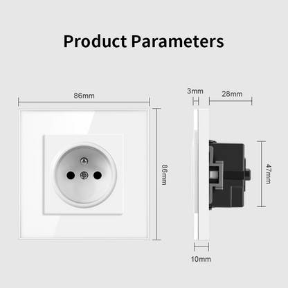 AnjieloSmart European Standard 86 Type French Style Wall Socket 16A Tempered Glass Panel European Standard