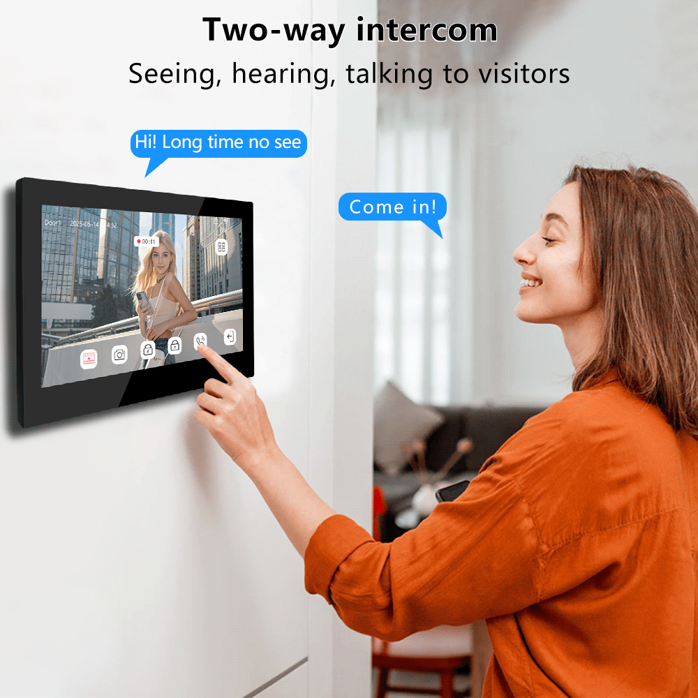 AnjieloSmart Latest 2 Wired Video Intercom System Support tuya wifi 1080P Video Doorbell with Motion Detection for Villa