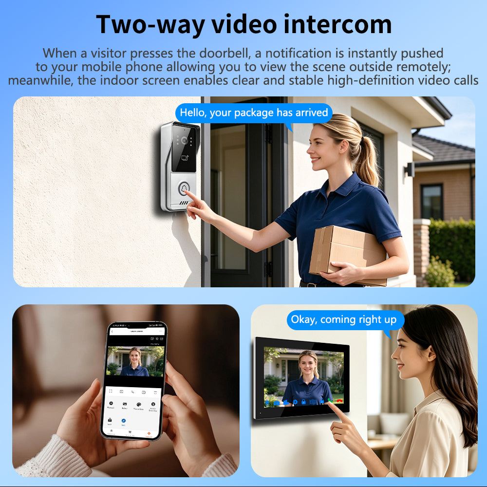 Anjielo Tuya Smart Home Two-wire Video Door Phone 7/10 Inch Touch Screen Indoor Monitor Motion Detection Intercom System