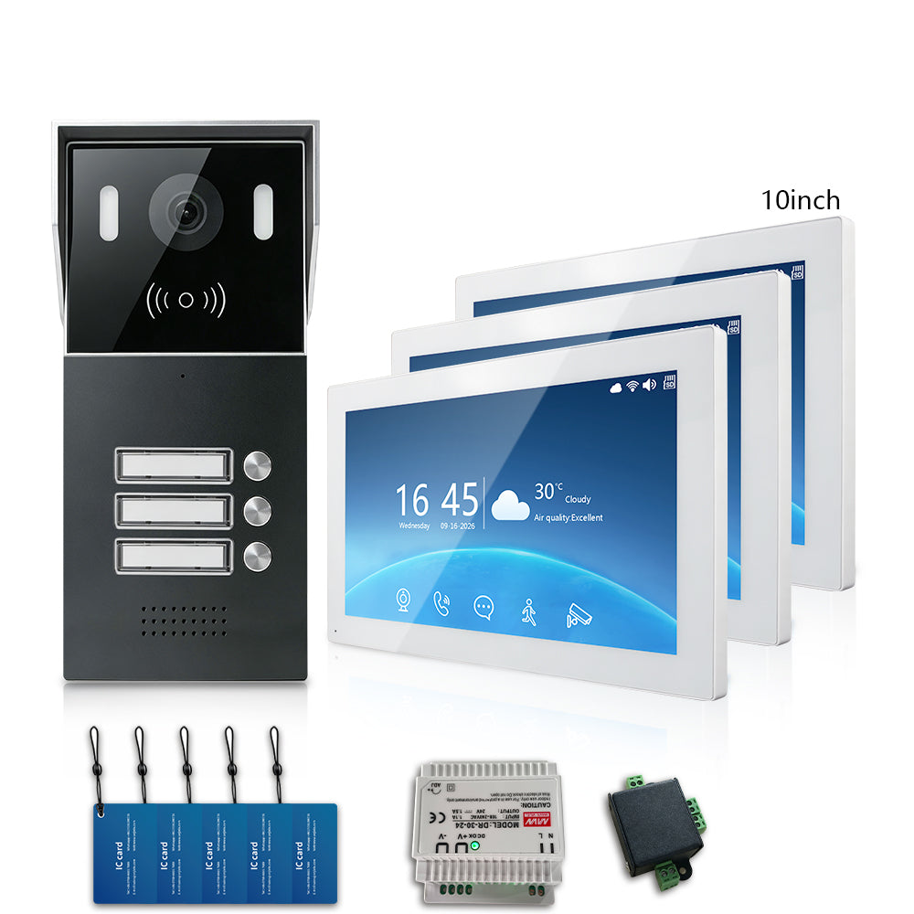 Anjielo Smart 2-Wire Multi-Tenant Video Intercom System Tuya APP Remote Unlock Wired Video Door Phone for Apartment Townhouse