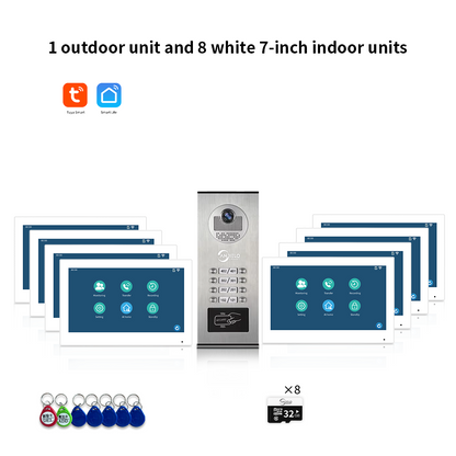 AnjieloSmart Newest Building Video Intercom System Tuya Wifi 1080P with 7/10 Inch Monitor for Multi Apartment