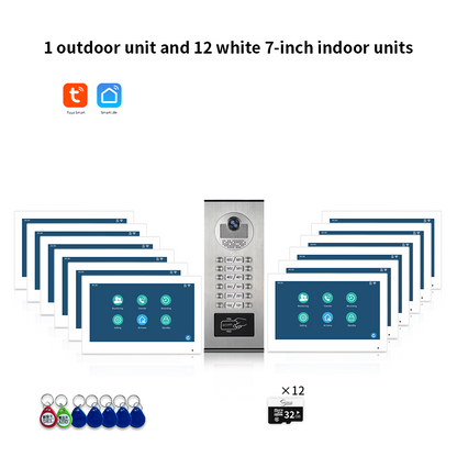 AnjieloSmart Newest Building Video Intercom System Tuya Wifi 1080P with 7/10 Inch Monitor for Multi Apartment