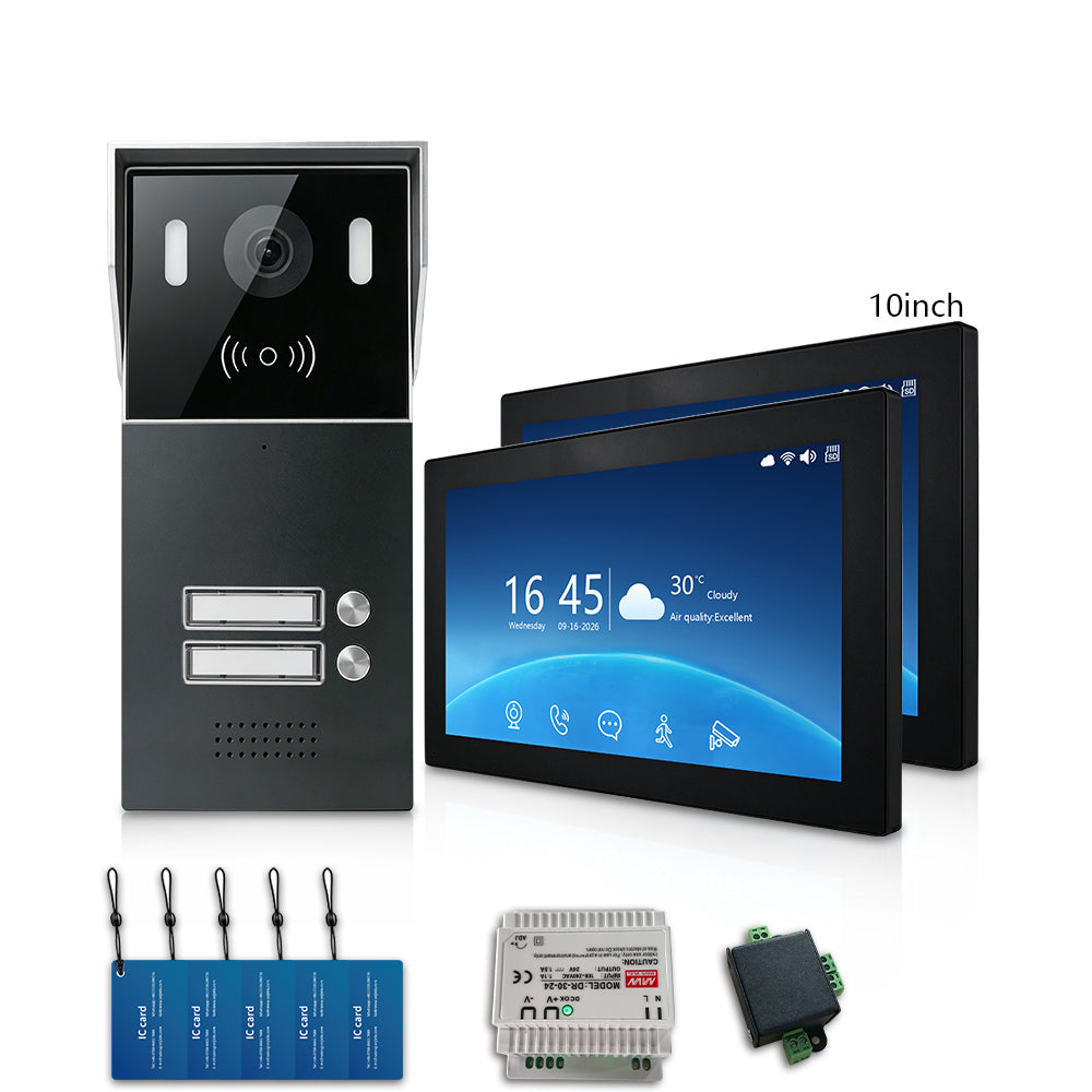 Anjielo Smart 2-Wire Multi-Tenant Video Intercom System Tuya APP Remote Unlock Wired Video Door Phone for Apartment Townhouse