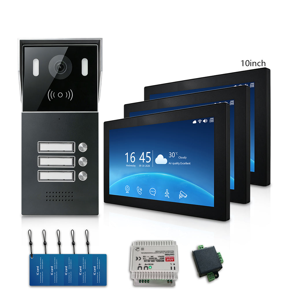 Anjielo Smart 2-Wire Multi-Tenant Video Intercom System Tuya APP Remote Unlock Wired Video Door Phone for Apartment Townhouse